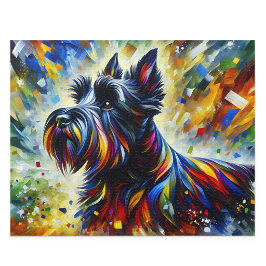 Schottischer Terrier Acryl-Kunst: Schwarzer Scotti Puzzle