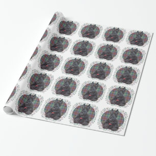 Schottischer Terrier auf Tartan Geschenkpapier
