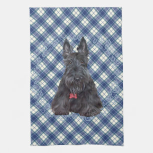 Schottischer Terrier auf Tartan Handtuch