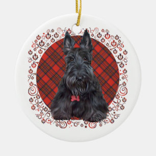 Schottischer Terrier auf Tartan Keramik Ornament