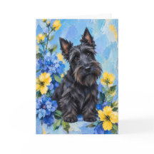Schottischer Terrier Blumen Grußkarte