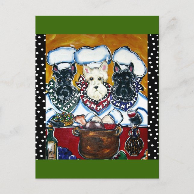 Schottischer Terrier Chefs Postkarte (Vorderseite)