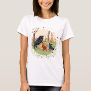 Schottischer Terrier Herbst-Saison-Design T-Shirt