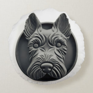 Schottischer Terrier Hund 3D Inspiriert Rundes Kissen