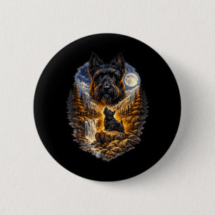 Schottischer Terrier Hund Natur Heult zum Mond Button
