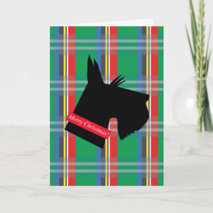 Schottischer Terrier-Hund Plaid-Weihnachtskarte Feiertagskarte