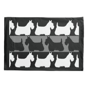 Schottischer Terrier Hund schwarz/grau/weiß, Strei Kissenbezug
