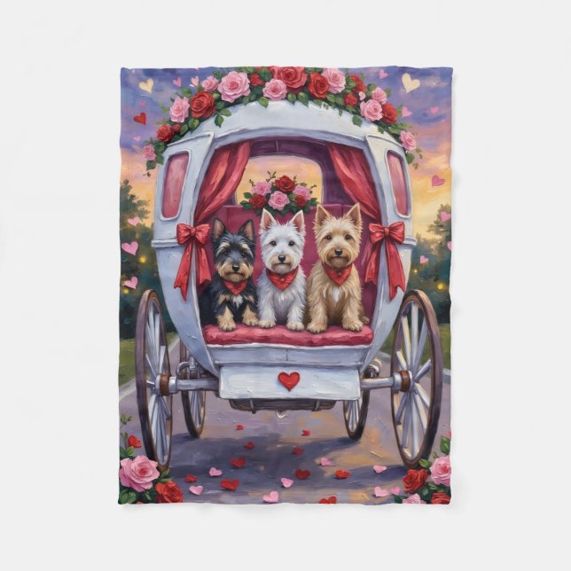 Schottischer Terrier Hund Valentinstag Fleecedecke (Vorderseite)