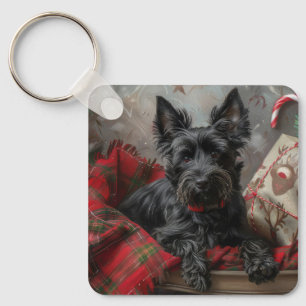 Schottischer Terrier Hund Weihnachtsfestlich Schlüsselanhänger