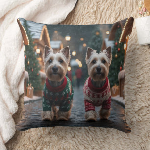 Schottischer Terrier Hunde Weihnachten Schnee Feie Kissen