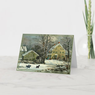 Schottischer Terrier im altmodischen Winter Karte