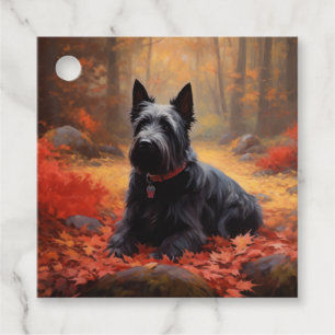 Schottischer Terrier im Herbstlaub Fall Inspiriert Geschenkanhänger