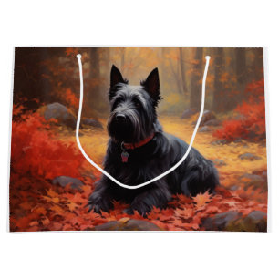 Schottischer Terrier im Herbstlaub Fall Inspiriert Große Geschenktüte