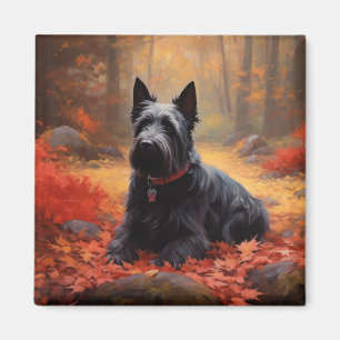 Schottischer Terrier im Herbstlaub Fall Inspiriert Magnet