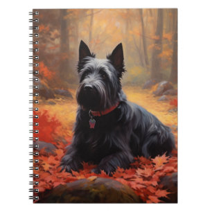 Schottischer Terrier im Herbstlaub Fall Inspiriert Notizblock