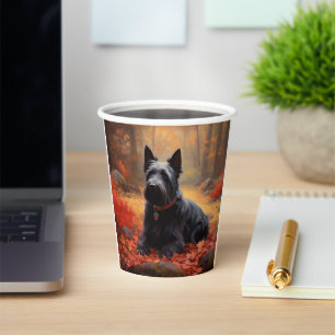 Schottischer Terrier im Herbstlaub Fall Inspiriert Pappbecher