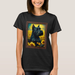 Schottischer Terrier malt Sonnenblumen-Blume-Mutte T-Shirt