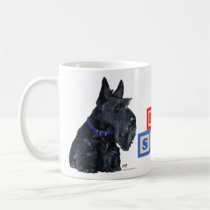 Schottischer Terrier mit blauem Halsband Tasse