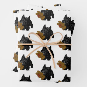 Schottischer Terrier mit Teddybär Geschenkpapier Set