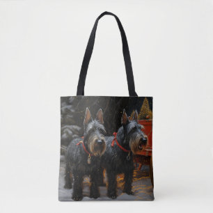 Schottischer Terrier Schneebedeckter Schlitten Wei