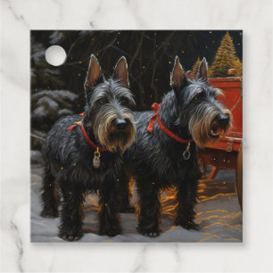 Schottischer Terrier Schneebedeckter Schlitten Wei Geschenkanhänger