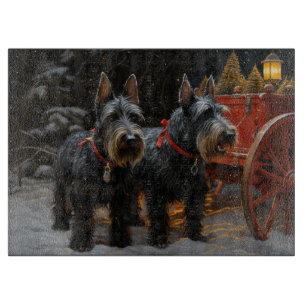 Schottischer Terrier Schneebedeckter Schlitten Wei Schneidebrett