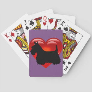 Schottischer Terrier schwarz/weiß rotes Herz/Schle Spielkarten