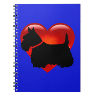 Schottischer Terrier Schwarz/Weiß-Silhouette Herz/ Notizblock