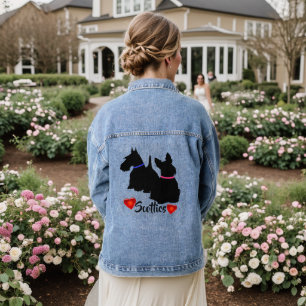Schottischer Terrier/schwarze Silhouette rosa/blau Jeansjacke