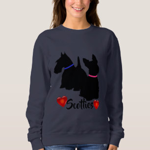 Schottischer Terrier/schwarze Silhouette rosa/blau Sweatshirt