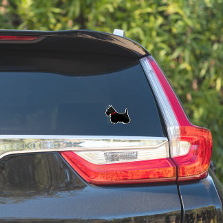 Schottischer Terrier/schwarze Silhouette roter Kra Aufkleber