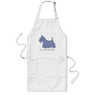 Schottischer Terrier Silhouette in Denim Lange Schürze
