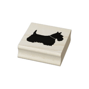 Schottischer Terrier, Silhouette/Kragen, Gummistempel