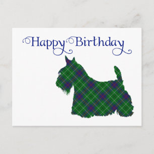 Schottischer Terrier-Tartan-Silhouette Postkarte