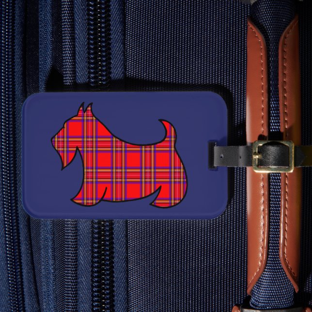 Schottischer Terrier-Taschetag im Karomuster Gepäckanhänger (Vorderseite Insitu 4)