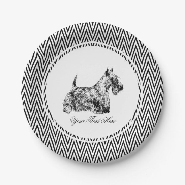 Schottischer Terrier und Chevron Personalisieren Pappteller (Vorderseite)