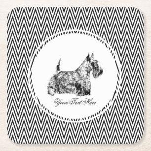 Schottischer Terrier und Chevron Personalisieren Rechteckiger Pappuntersetzer