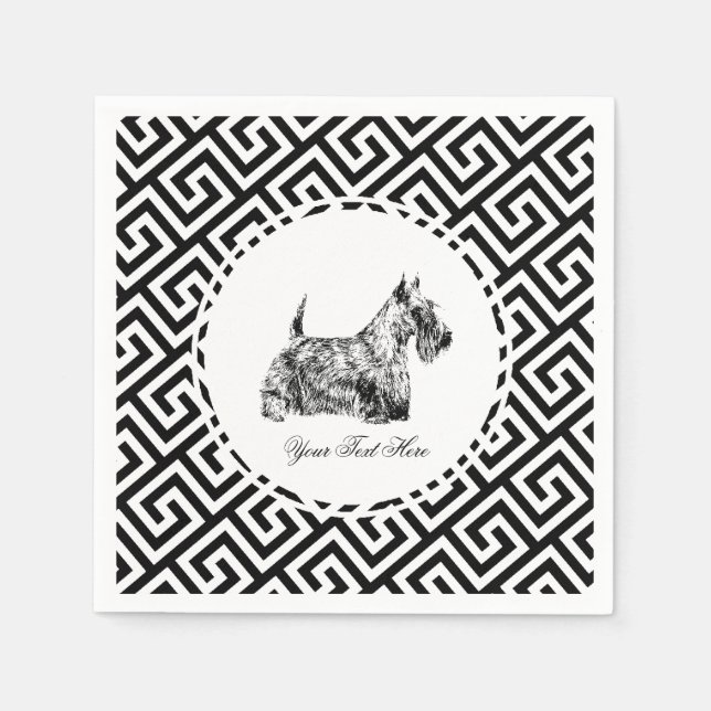 Schottischer Terrier und griechischer Schlüssel pe Serviette (Vorderseite)