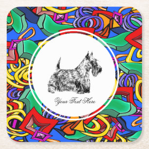 Schottischer Terrier und Pop-Art Rechteckiger Pappuntersetzer