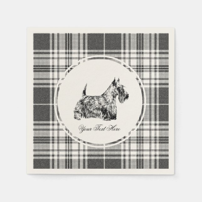 Schottischer Terrier und Schottenmuster Personalis Serviette (Vorderseite)