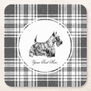 Schottischer Terrier und Tartan Personalisieren Rechteckiger Pappuntersetzer