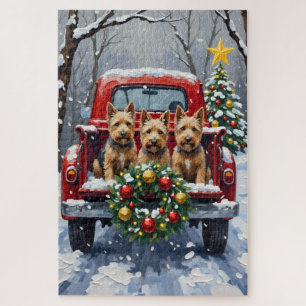 Schottischer Terrier Weihnachten Rotes Lastwagen F Puzzle