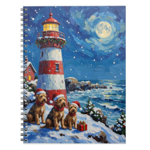 Schottischer Terrier Weihnachts Leuchtturm Urlaub Notizblock