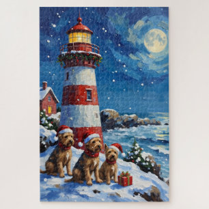 Schottischer Terrier Weihnachts Leuchtturm Urlaub Puzzle
