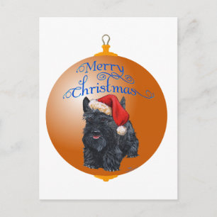 Schottischer Terrier Weihnachtsbaumschmuck Feiertagspostkarte