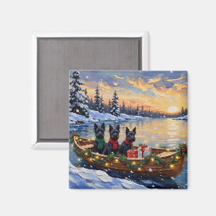 Schottischer Terrier Weihnachtsboot-Feiertag Magnet