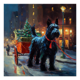 Schottischer Terrier Weihnachtsfestzeit Poster