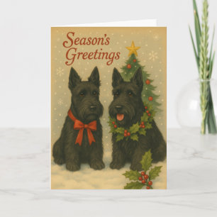 Schottischer Terrier Weihnachtskarte Feiertagskarte