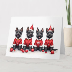 Schottischer Terrier Weihnachtskleid Santa Hut Karte