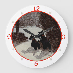 Schottischer Terrier Weihnachtsuhr Große Wanduhr